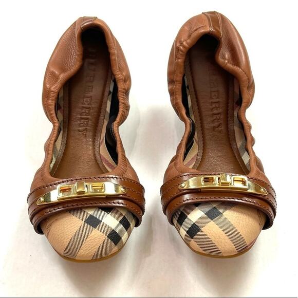 Like NEW Burberry Plaid Haymarket Aston Ballerina Flats EU 37.5 - Picture 3 of 14